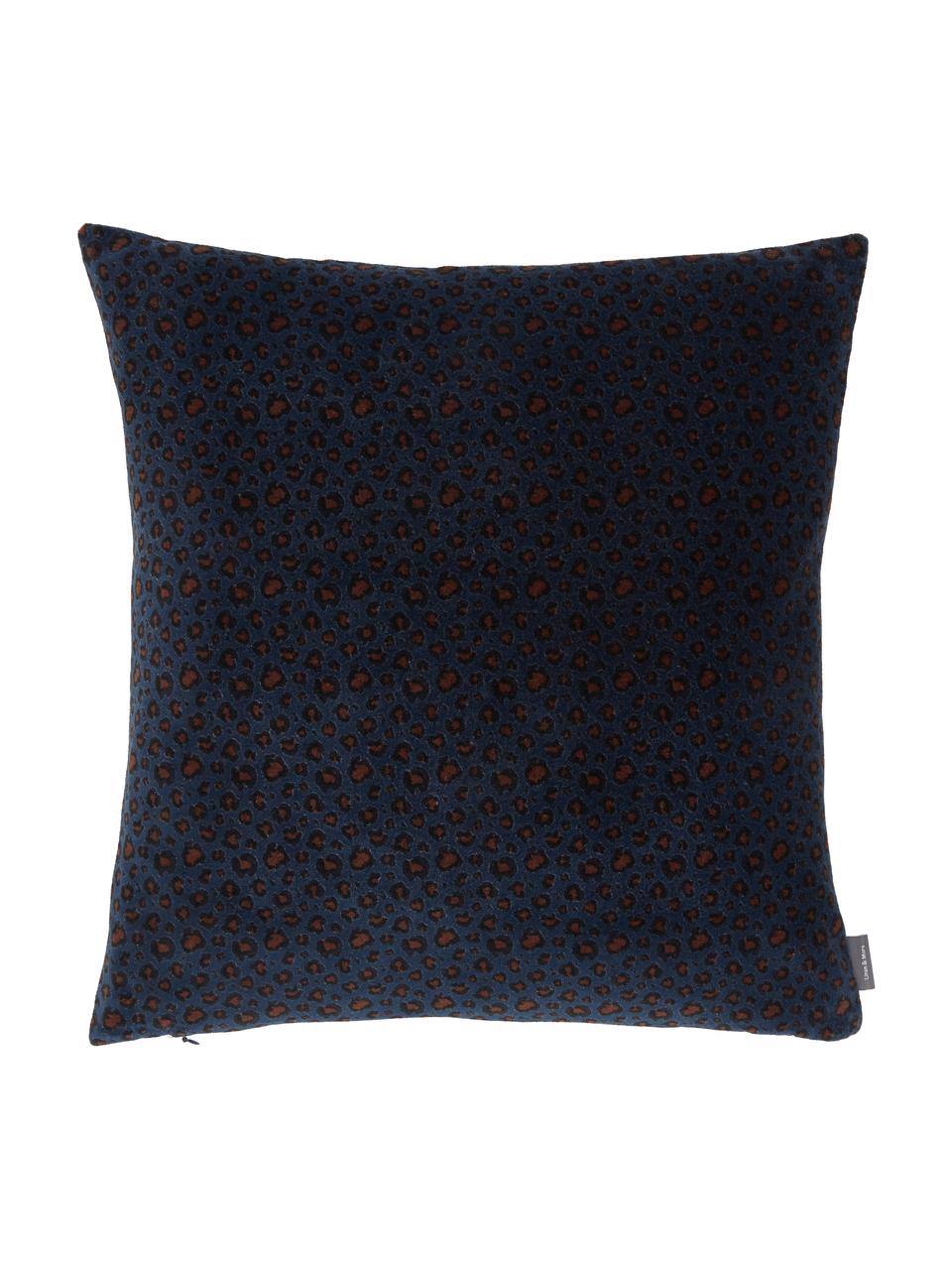 Kussen Leopard, met vulling, Blauw, zwart, beige, 45 x 45 cm