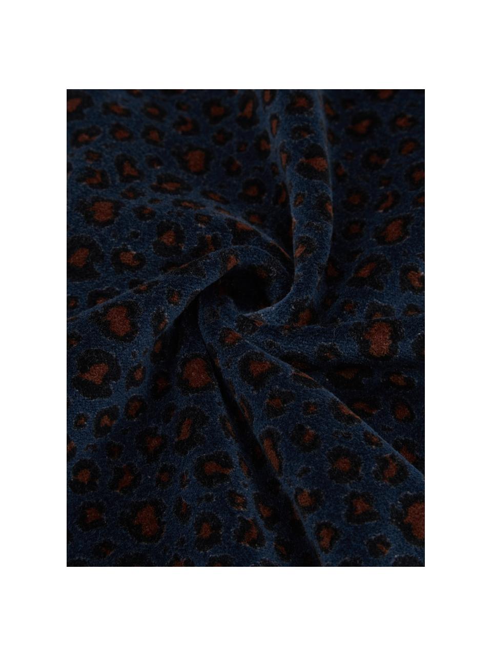 Coussin 45x45 imprimé bleu Leopard, Bleu, noir, beige