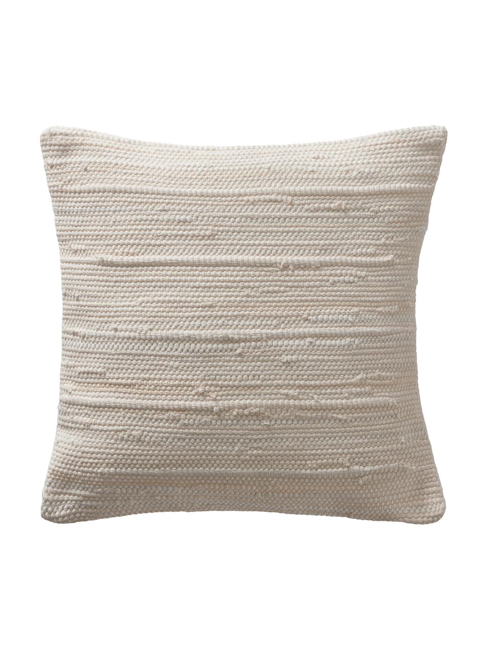 Funda de cojín texturizado Elvira, 90% algodón reciclado, 10% algodón, Beige, An 50 x L 50 cm