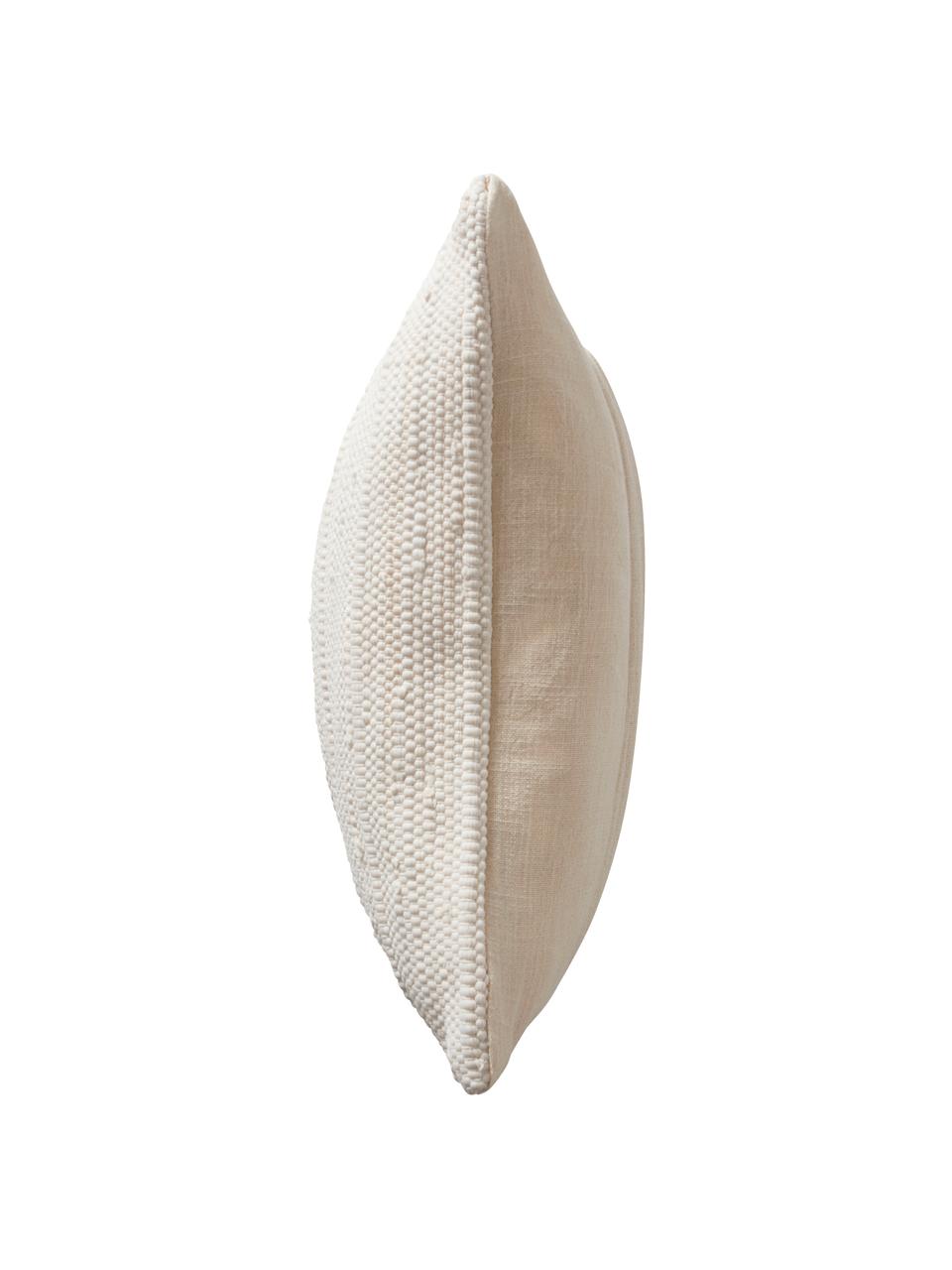 Povlak na polštář se strukturovaným povrchem Elvira, 90 % recyklovaná bavlna, 10 % bavlna, Béžová, Š 50 cm, D 50 cm