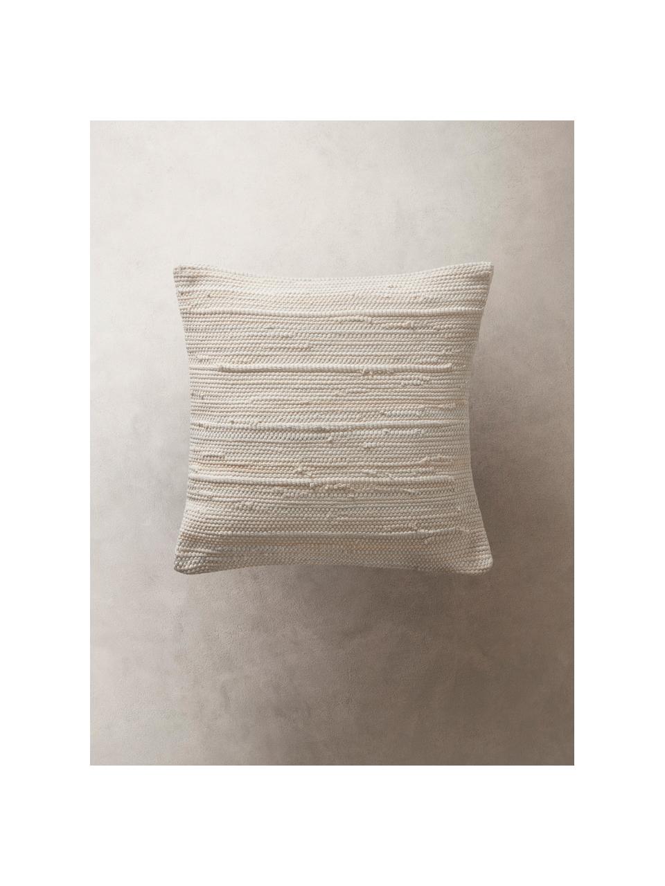 Kissenhülle Elvira mit strukturierter Oberfläche, 90% recycelte Baumwolle, 10% Baumwolle, Cremefarben, B 50 x L 50 cm
