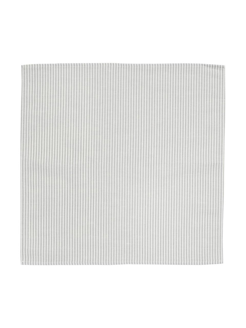 Stof-servetten strepen van halflinnen, 6 stuks, Wit, grijs, B 45 x L 45 cm