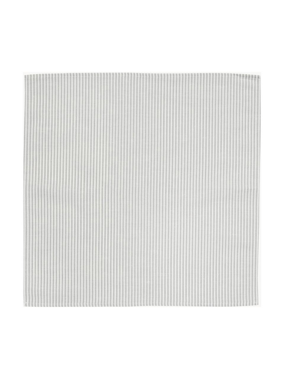 Stoffservietten Streifen aus Leinengemisch, 6 Stück, Weiß, Grau, B 45 x L 45 cm