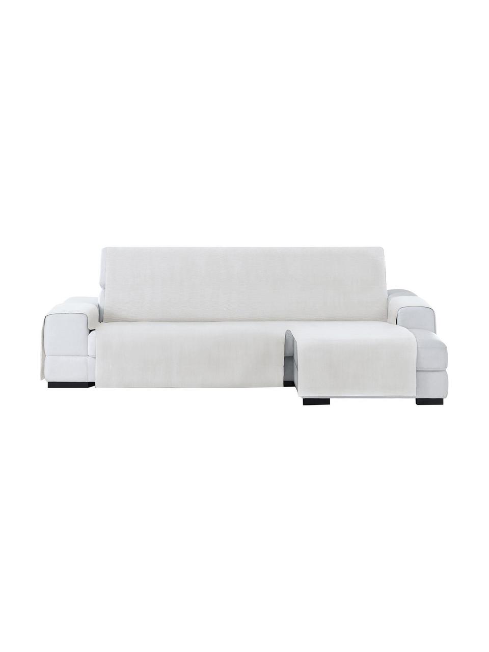 Copertura divano angolare Levante, 65% cotone, 35% poliestere, Color crema, Larg. 150 x Lung. 290 cm, chaise-longue a destra