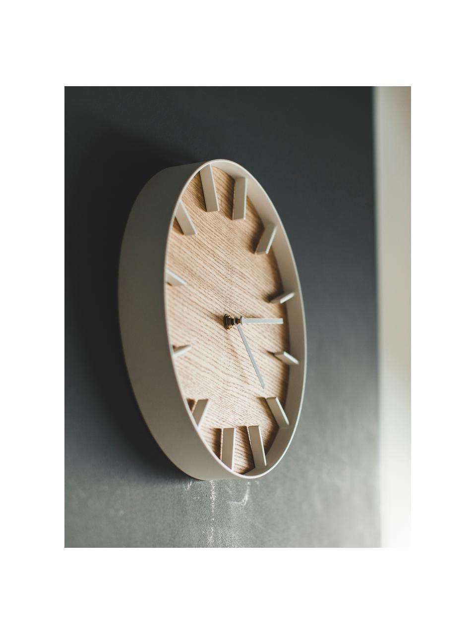 Reloj de pared Rin, Blanco, madera, Ø 27 cm