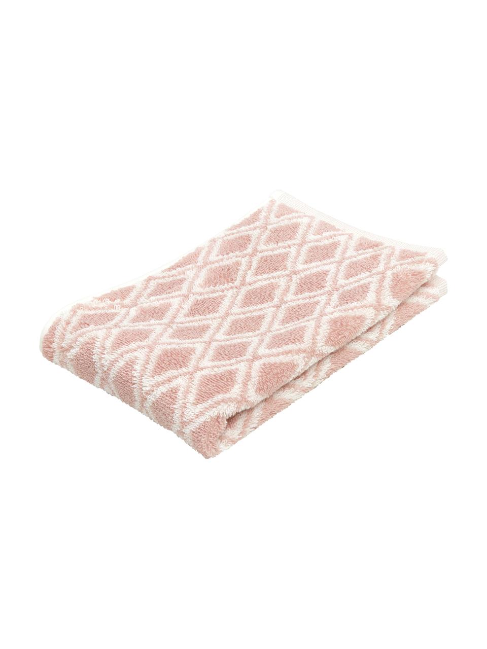 Dubbelzijdige handdoek Ava met grafisch patroon, Roze, crèmewit, Handdoek, B 50 x L 100 cm, 2 stuks