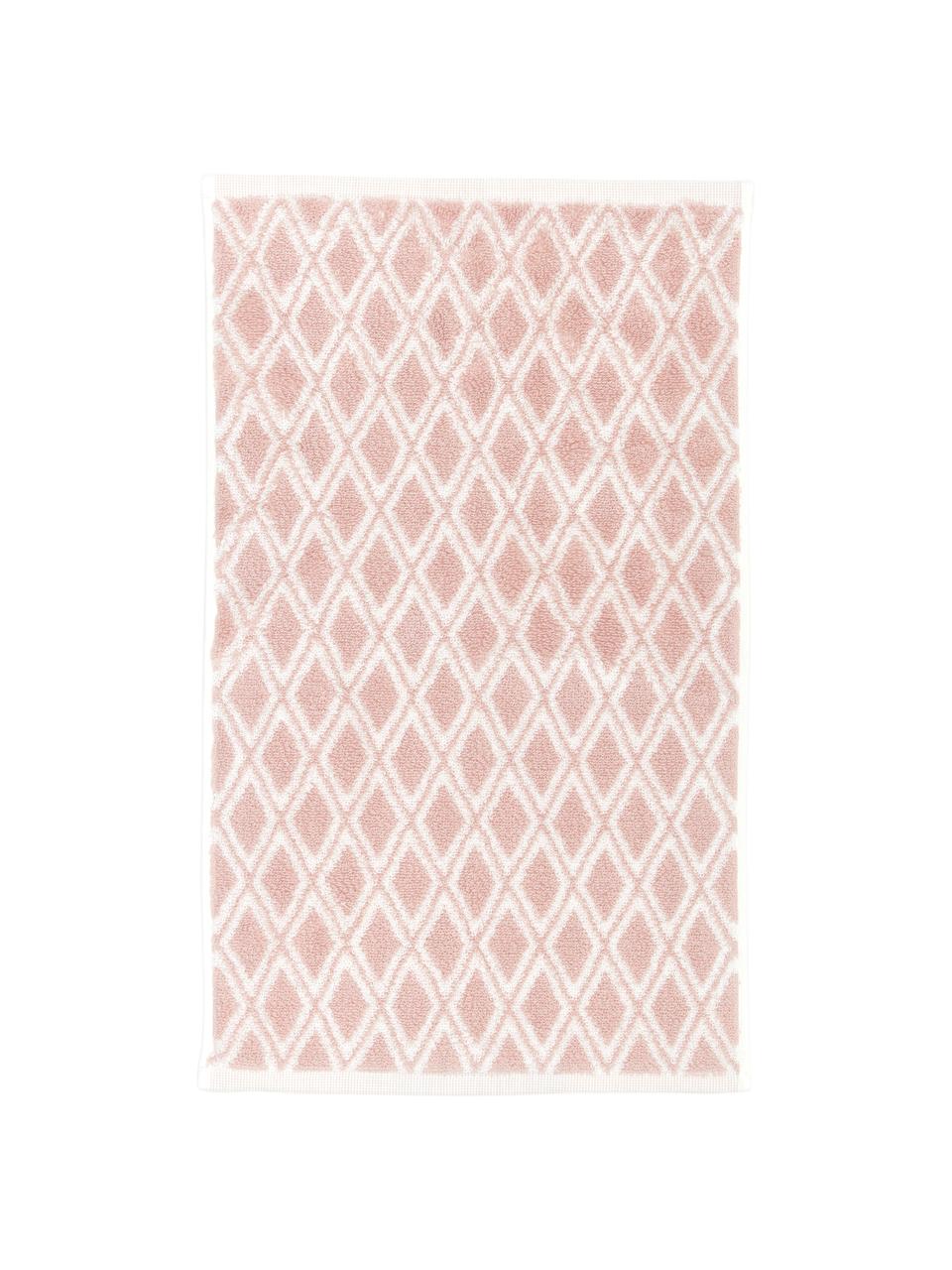 Oboustranný ručník s grafickým vzorem Ava, Růžová, krémově bílá, Ručník, Š 50 cm, D 100 cm, 2 ks