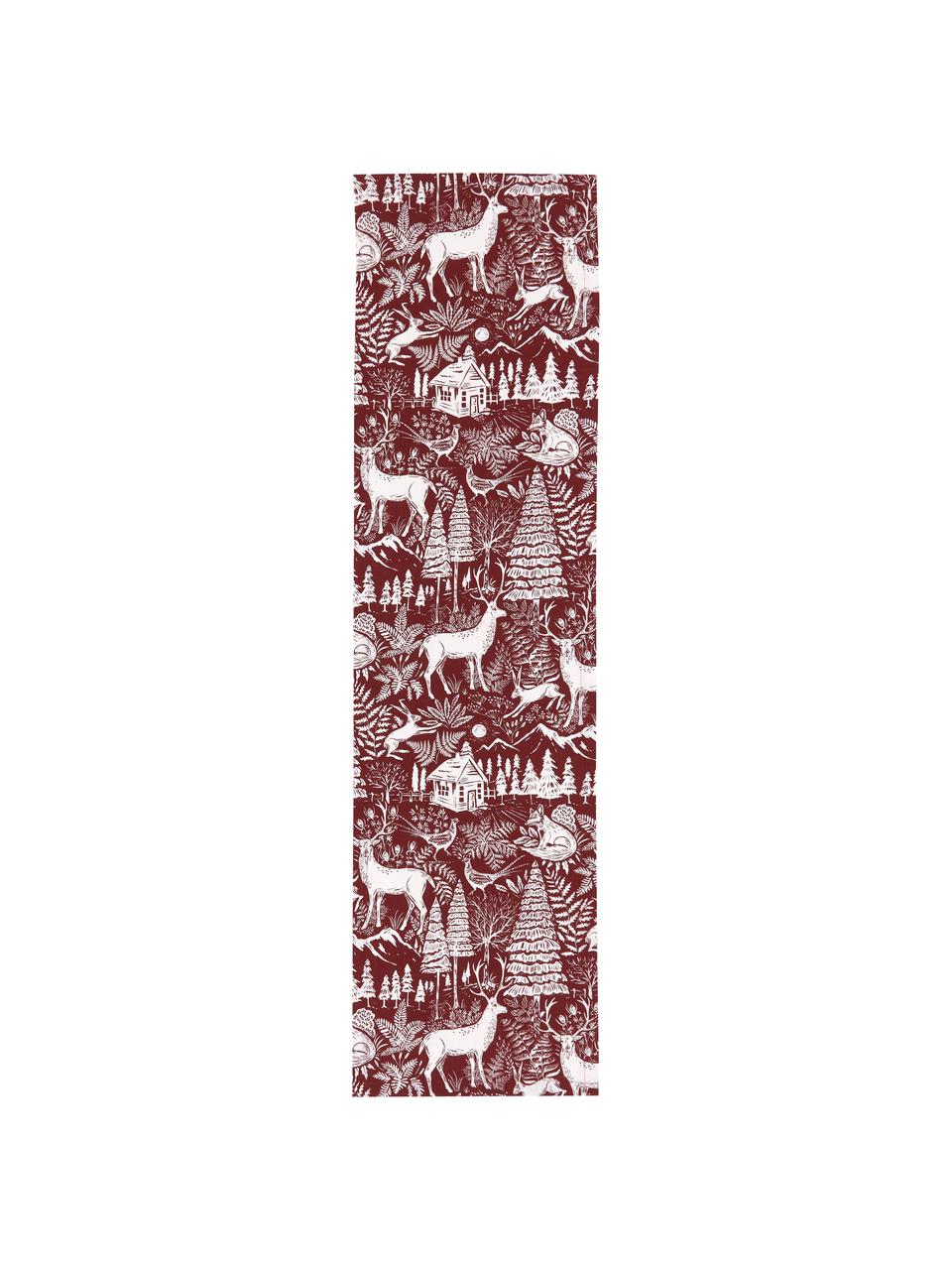 Camino de mesa Forest, 85% ramio, 15% algodón, Rojo, crema, An 40 x L 145 cm