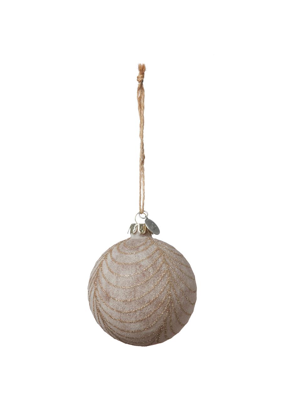 Kerstballen Frostine Ø 8 cm, 2 stuks, Lichtroze, goudkleurig, Ø 8 cm