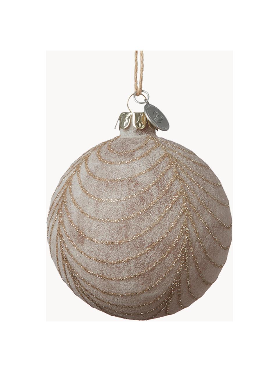 Kerstballen Frostine Ø 8 cm, 2 stuks, Lichtroze, goudkleurig, Ø 8 cm