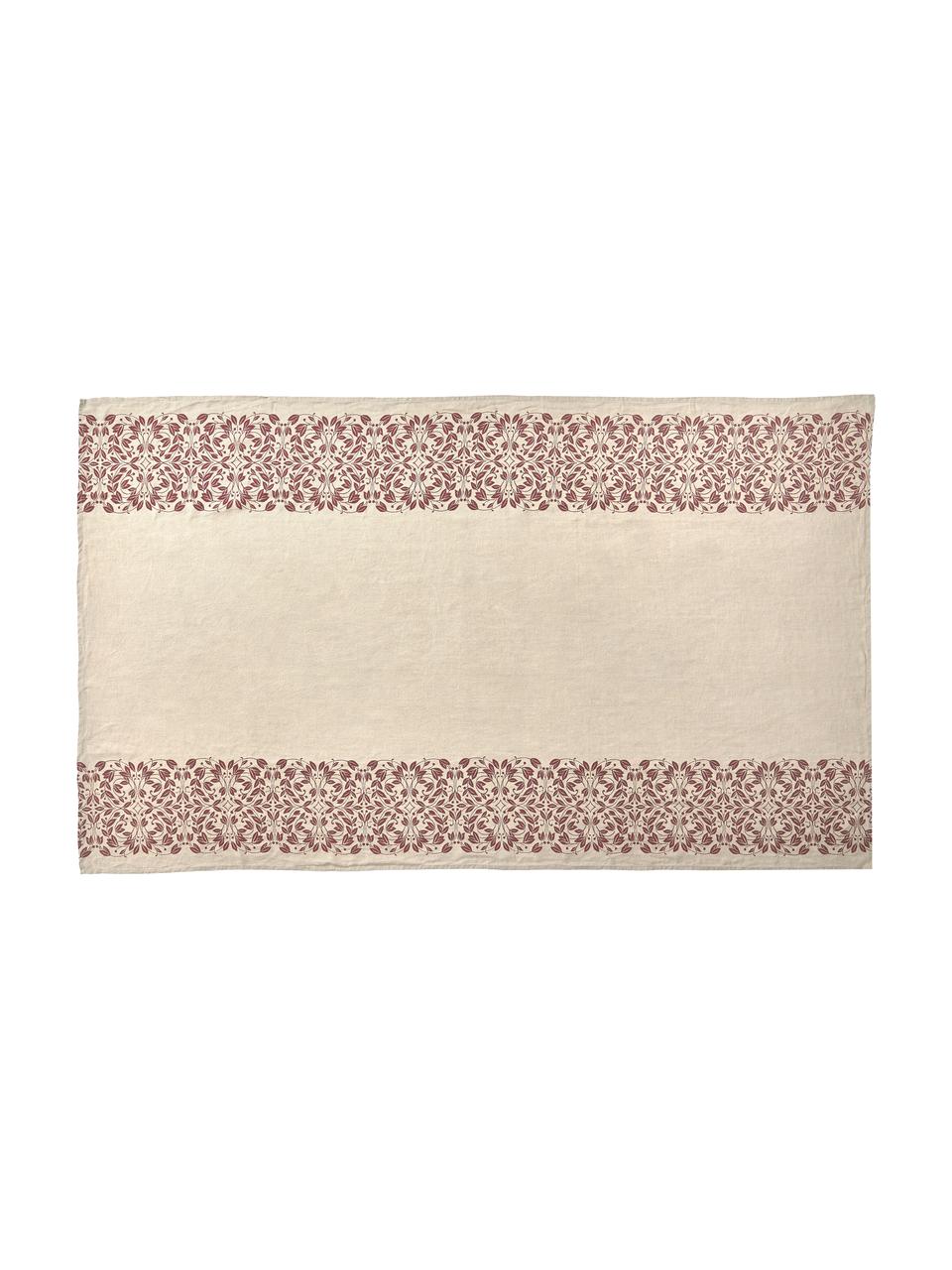Mantel de lino Matilda, 100% lino, Beige claro, color vino, De 6 a 10 comensales (An 150 x L 250 cm)