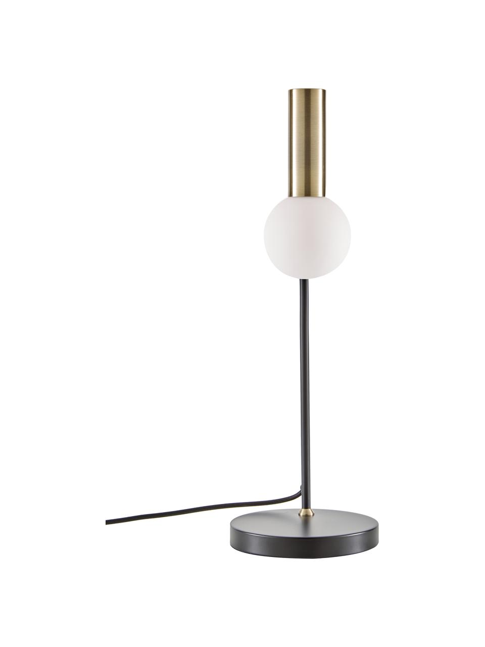 Lampada da tavolo grande a LED con paralume in vetro Wilson, Struttura: metallo, Paralume: vetro, Nero, ottonato, Ø 22 x Alt. 54 cm