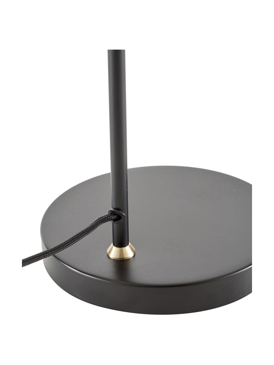 Lampada da tavolo grande a LED con paralume in vetro Wilson, Struttura: metallo, Paralume: vetro, Nero, ottonato, Ø 22 x Alt. 54 cm