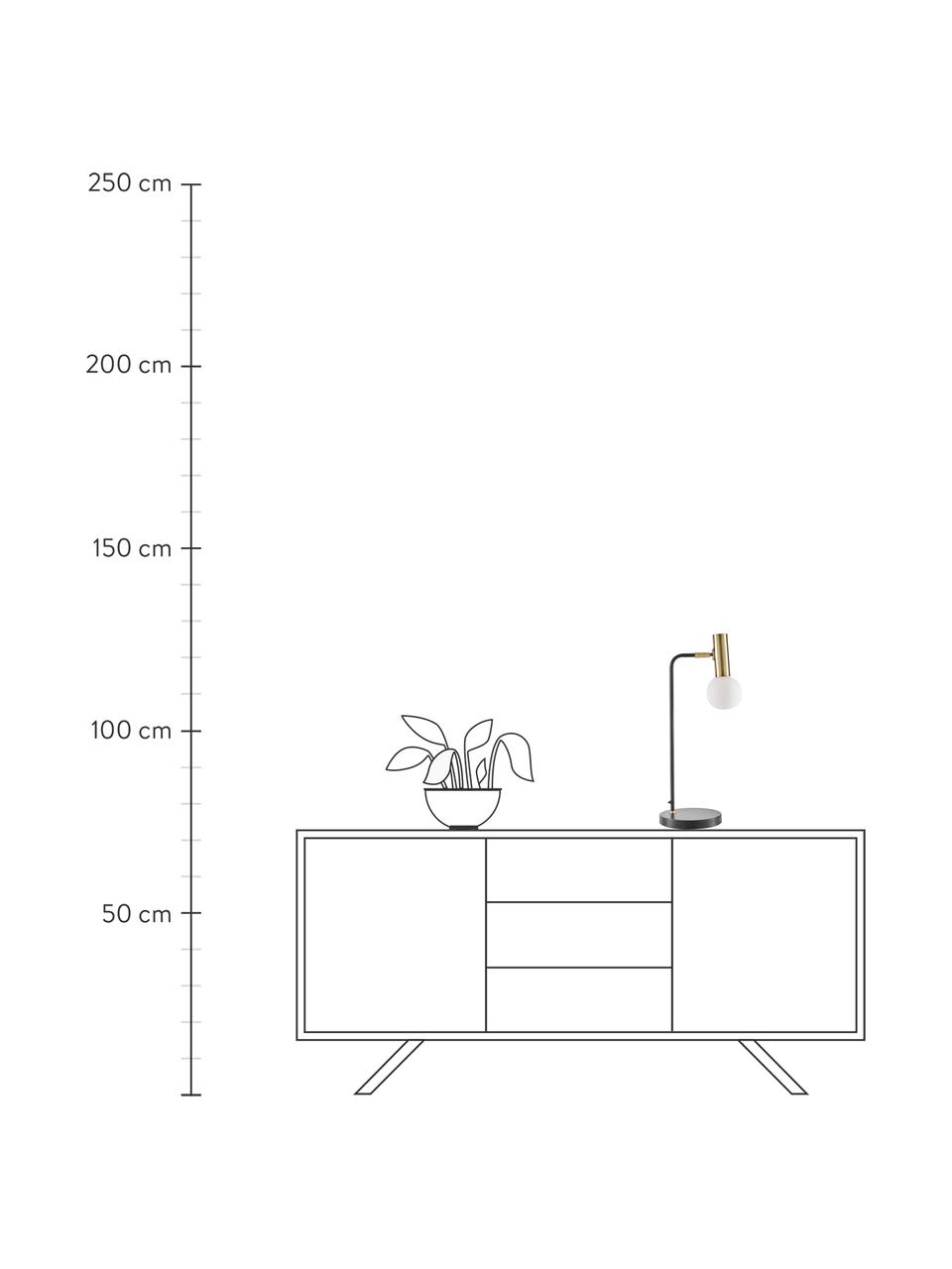 Grote tafellamp Wilson met glazen lampenkap, Lampenkap: glas, Lampvoet: metaal, Zwart, messingkleurig, B 22 x H 54 cm