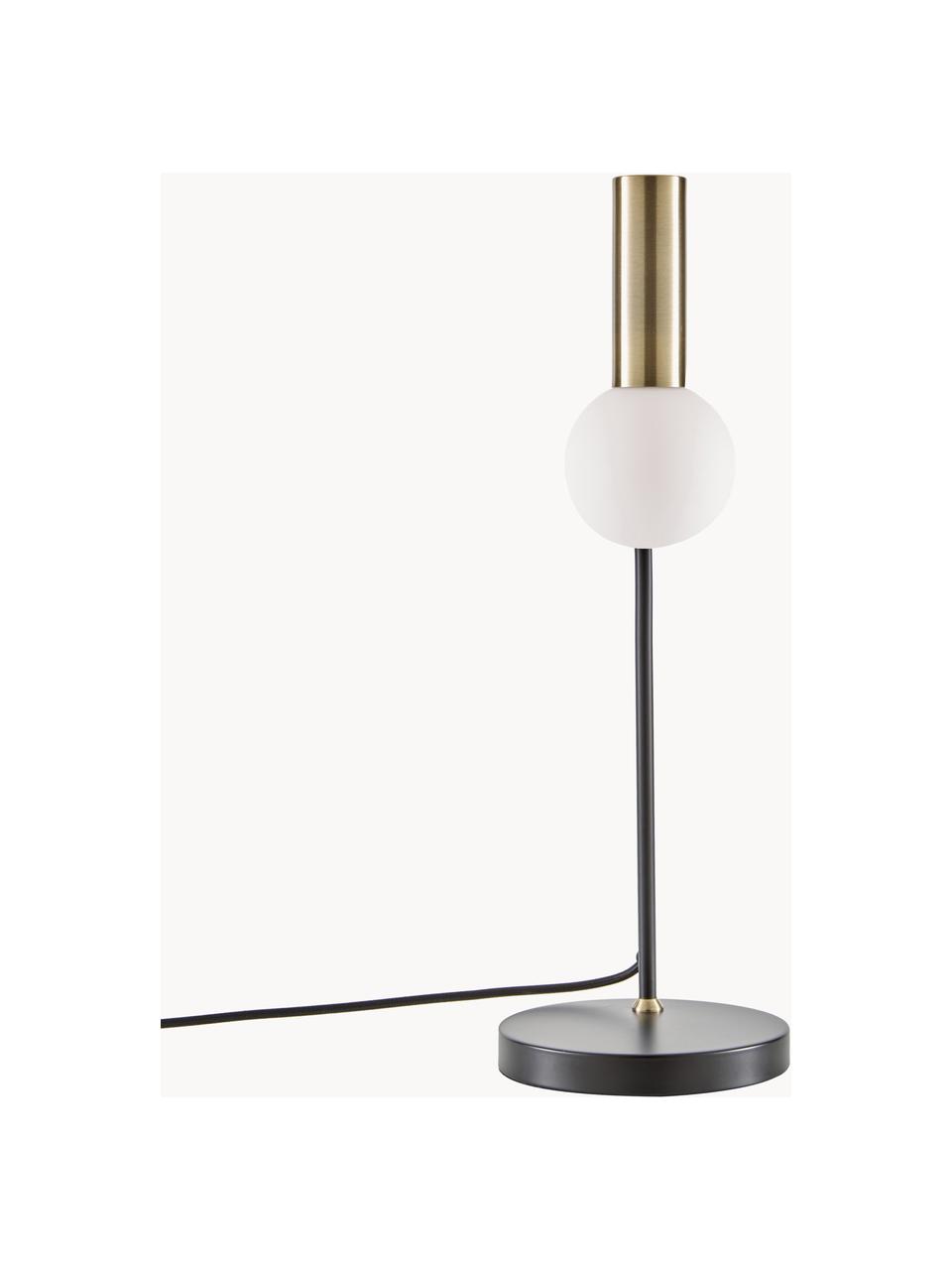 Große Schreibtischlampe Wilson mit Glasschirm, Lampenschirm: Glas, Lampenfuß: Metall, Schwarz, Messingfarben, B 22 x H 54 cm