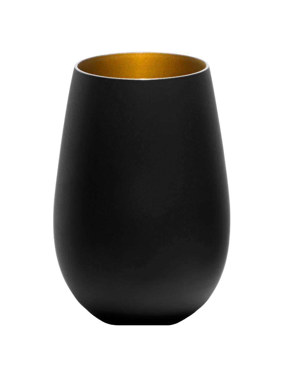 Bicchiere tipo long drink in cristallo nero/dorato Elements 6 pz, Cristallo rivestito, Nero, ottonato, Ø 9 x Alt. 12 cm