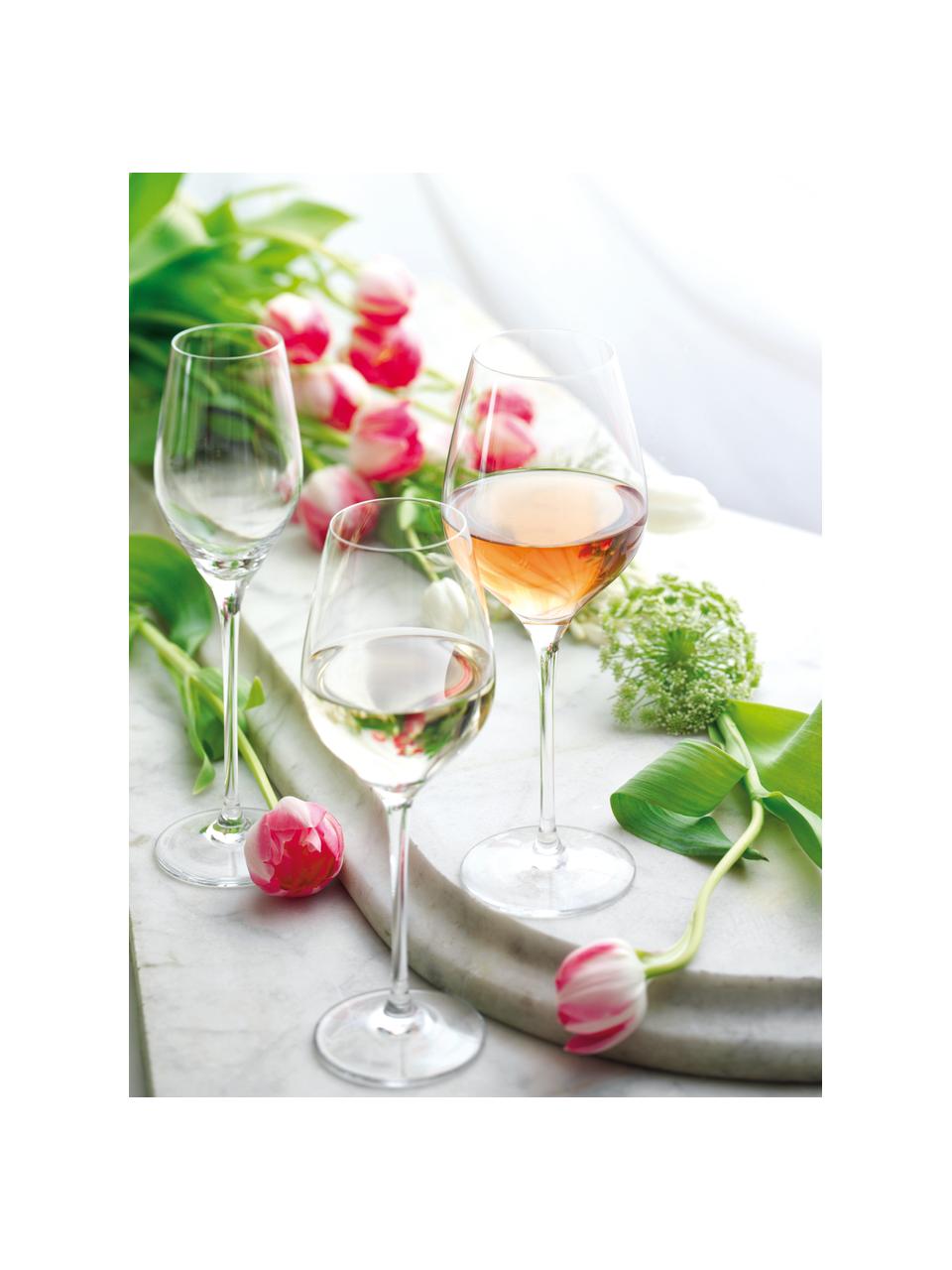 Kristallen witte wijnglazen Exquisit, 6 stuks, Kristalglas, Transparant, Ø 8 x H 23 cm, 420 ml