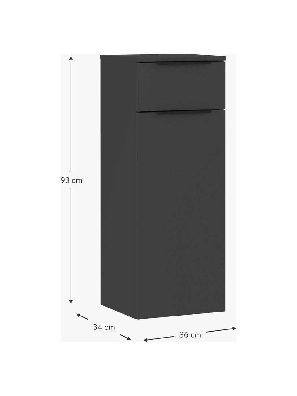 Armoire centrale de salle de bain Crandon, larg. 36 cm, Anthracite, larg. 36 x haut. 93 cm