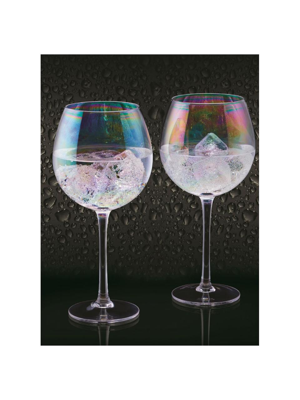 Weingläser Iridescent mit Perlmuttglanz, 2 Stück, Glas, Transparent, Ø 9 x H 22 cm