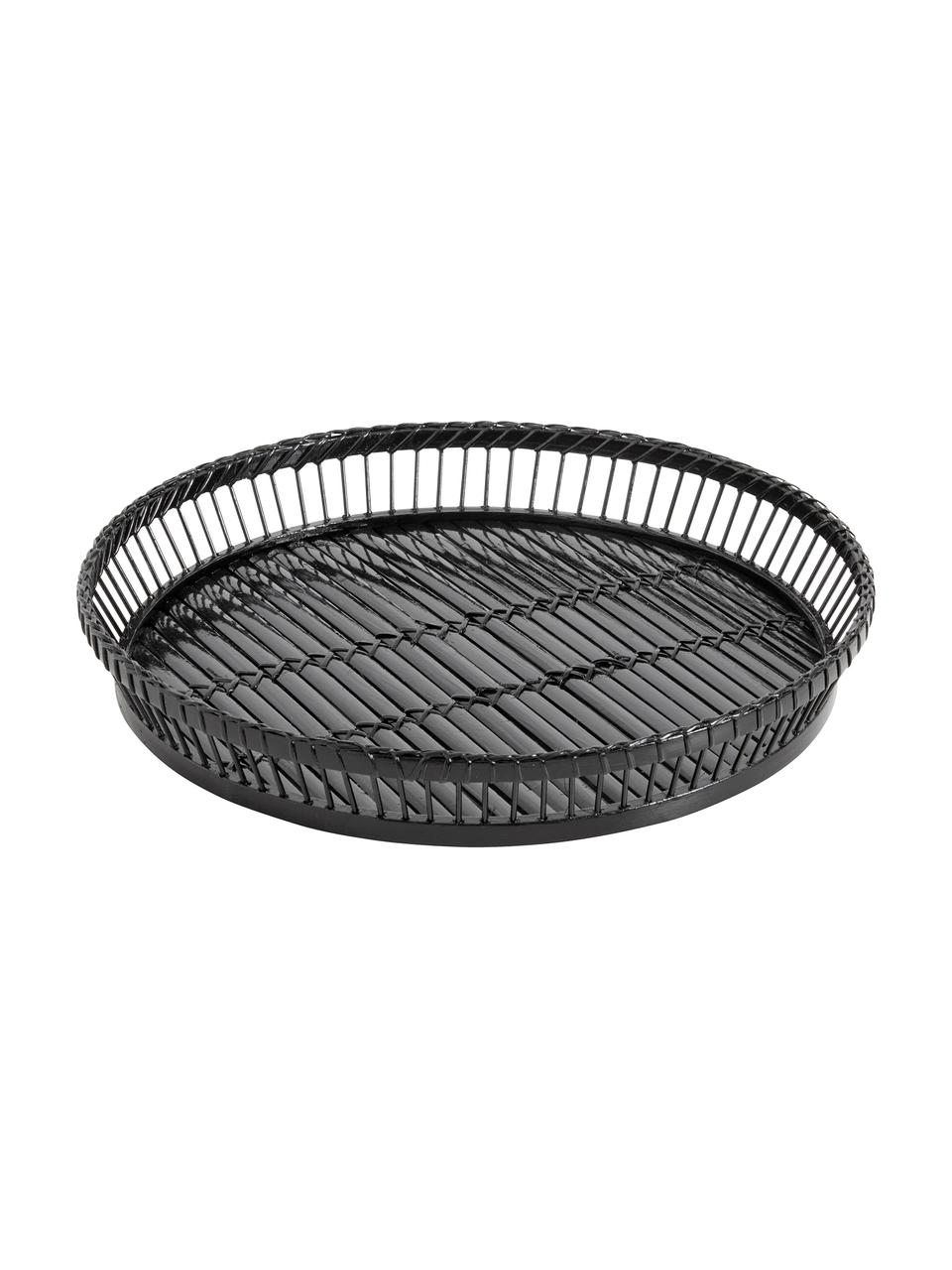 Plateau rond en bambou noir Bila, Ø 37 cm, Noir