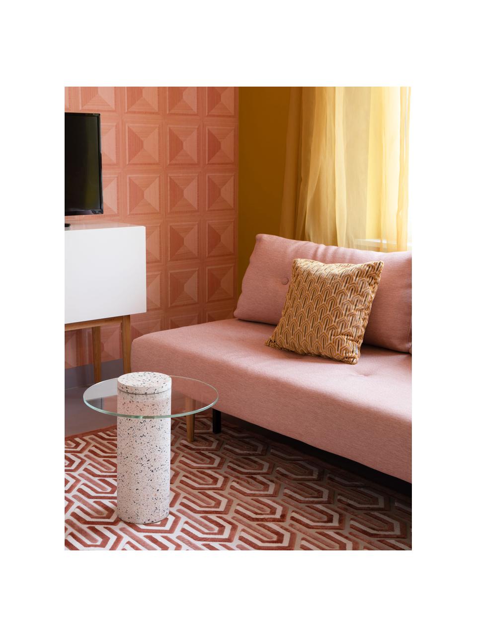 Skleněný odkládací stolek Rosalina, Transparentní, růžová, Ø 40 cm, V 45 cm