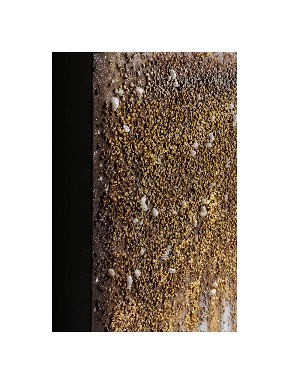 Quadro dipinto a mano Prato, Immagine: pittura acrilica su tela, Cornice: legno di abete, Tonalità beige, dorato, Larg. 100 x Alt. 200 cm