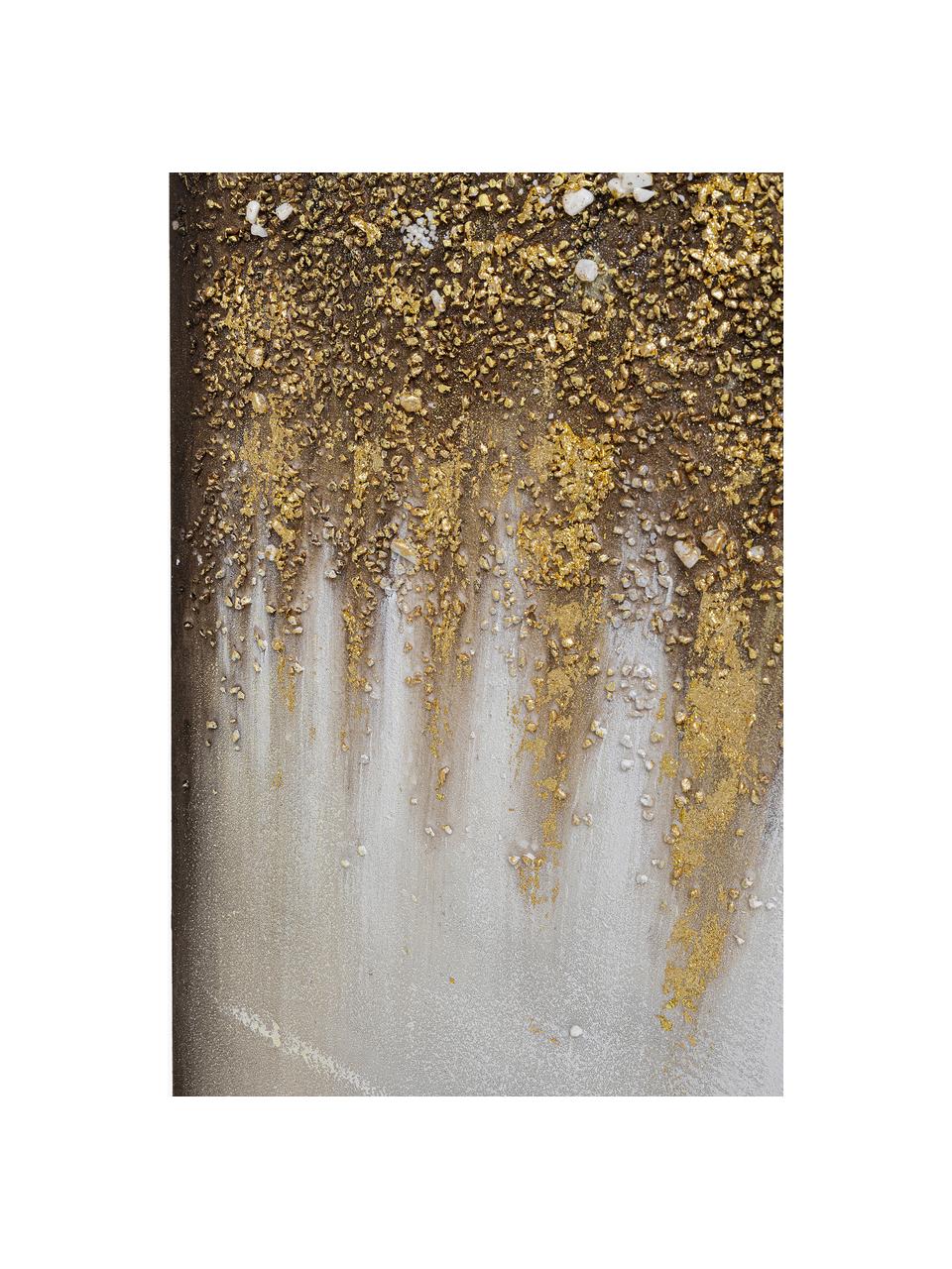 Quadro dipinto a mano Prato, Immagine: pittura acrilica su tela, Cornice: legno di abete, Tonalità beige, dorato, Larg. 100 x Alt. 200 cm