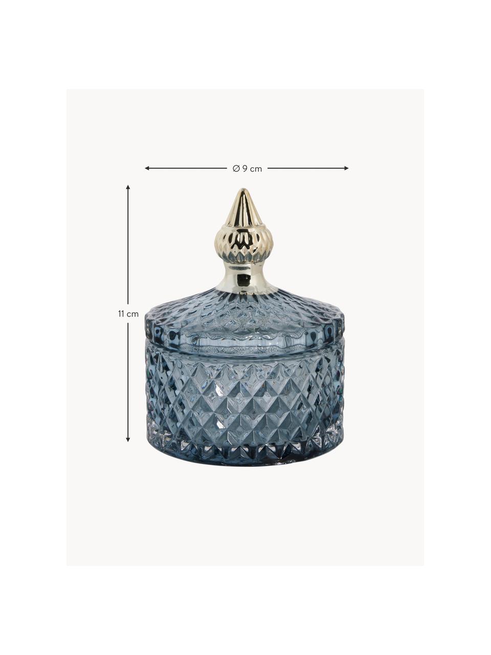 Petite boîte de rangement Myan, Verre, Gris-bleu, doré, Ø 9 x haut. 11 cm