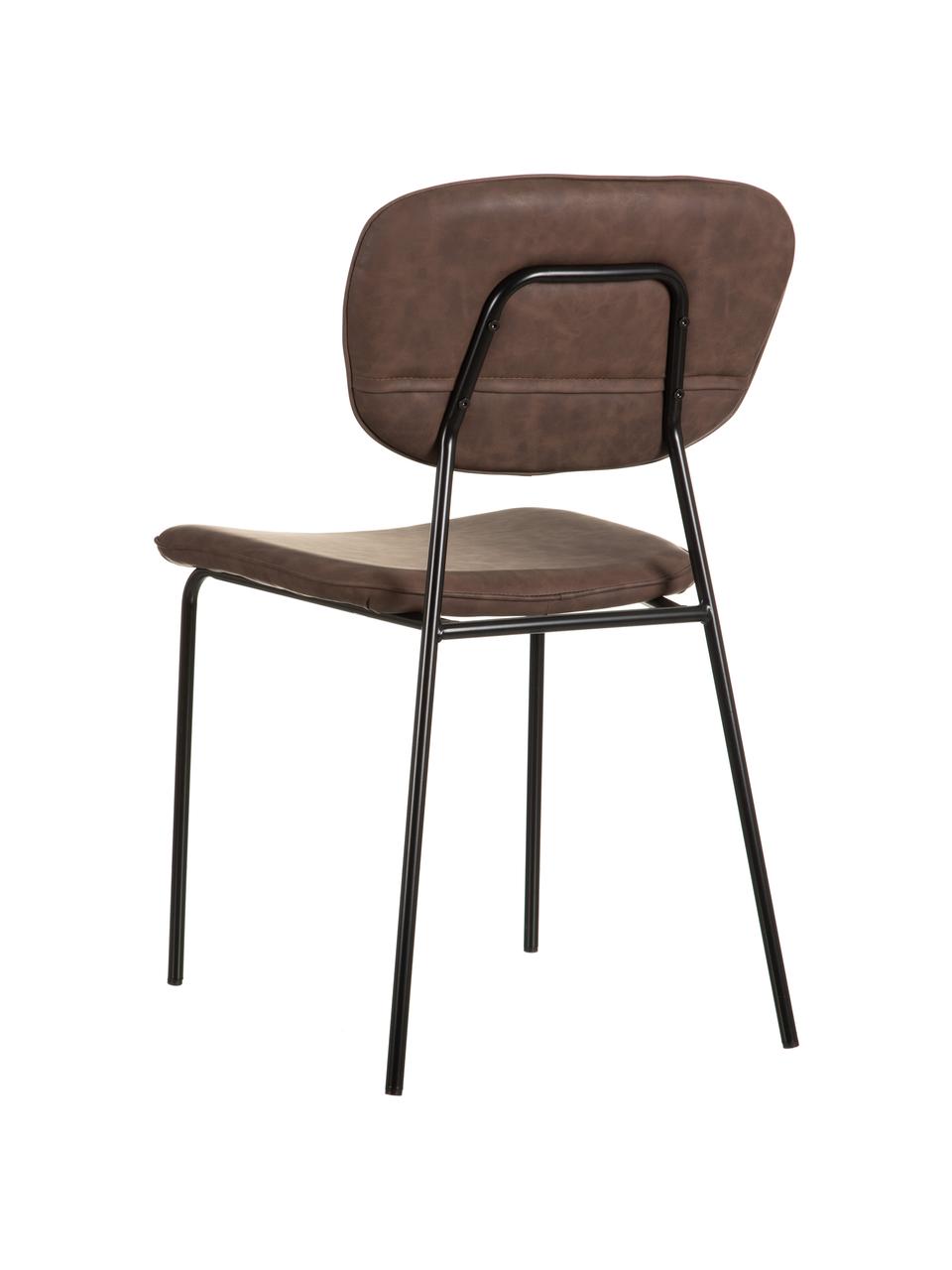Krzesło tapicerowane ze sztucznej skóry Iskia, Tapicerka: sztuczna skóra (95% polie, Stelaż: płyta wiórowa, Nogi: metal, Brązowy, czarny, S 54 x G 49 cm
