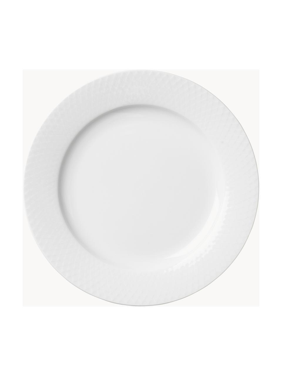 Assiettes à déjeuner en porcelaine Rhombe, 4 pièces, Porcelaine, Blanc, Ø 23 cm