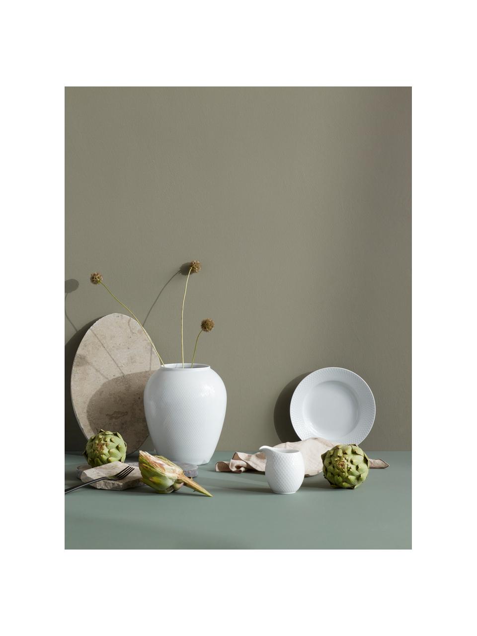 Porcelánové snídaňové talíře Rhombe, 4 ks, Porcelán, Bílá, Ø 23 cm