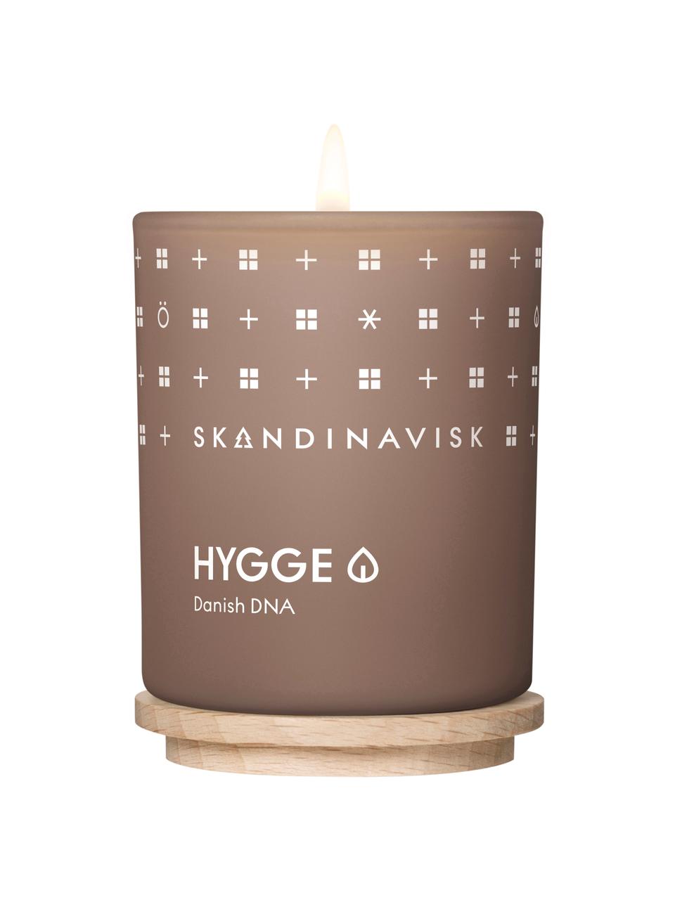 Vela perfumada Hygge (té negro, hojas de menta, manzanas secas), Recipiente: vidrio, Caja: cartón, Marrón, Ø 6 x Al 8 cm