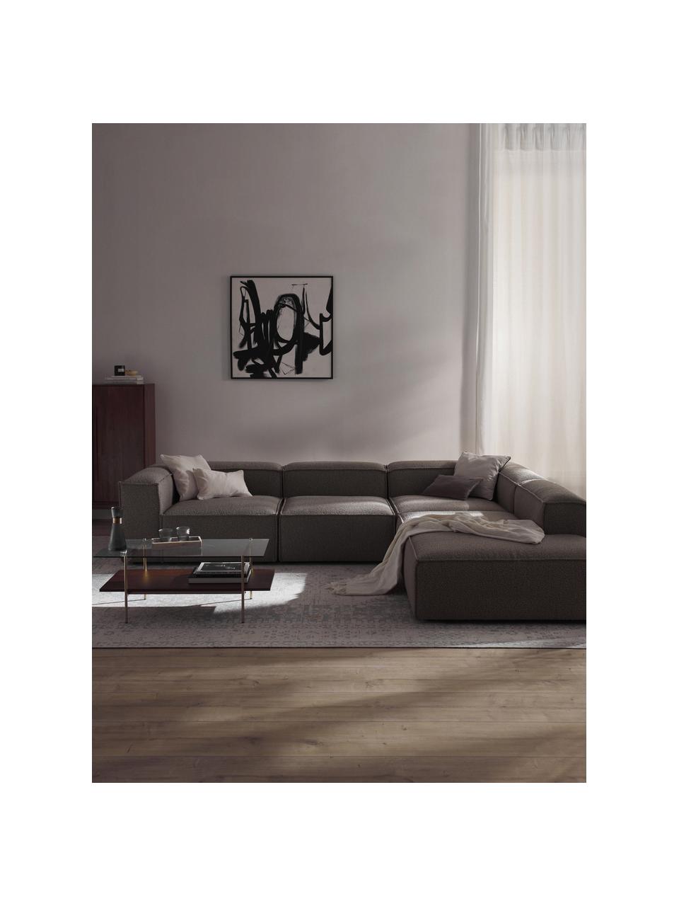 Canapé d'angle XL modulable en tissu bouclé Lennon, Bouclé grège, larg. 329 x prof. 269 cm, méridienne à gauche