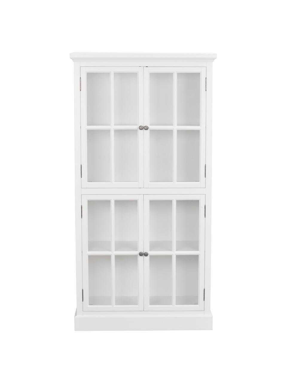 Armoire vitrée blanche classique Lorient, Bois de pin, laqué, MDF (panneau en fibres de bois à densité moyenne), Blanc, larg. 95 x haut. 185 cm