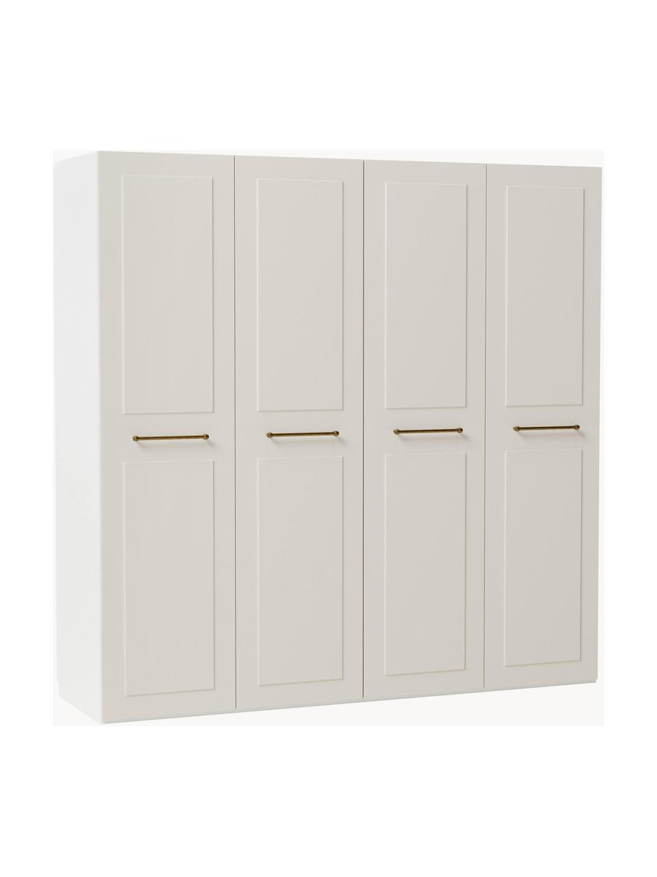 Armadio componibile con ante battenti Charlotte, Larg. 200 cm, in diverse varianti, Maniglie: ottone Questo prodotto è , Beige, Interno Basic, Larg. 200 x Alt. 200 cm