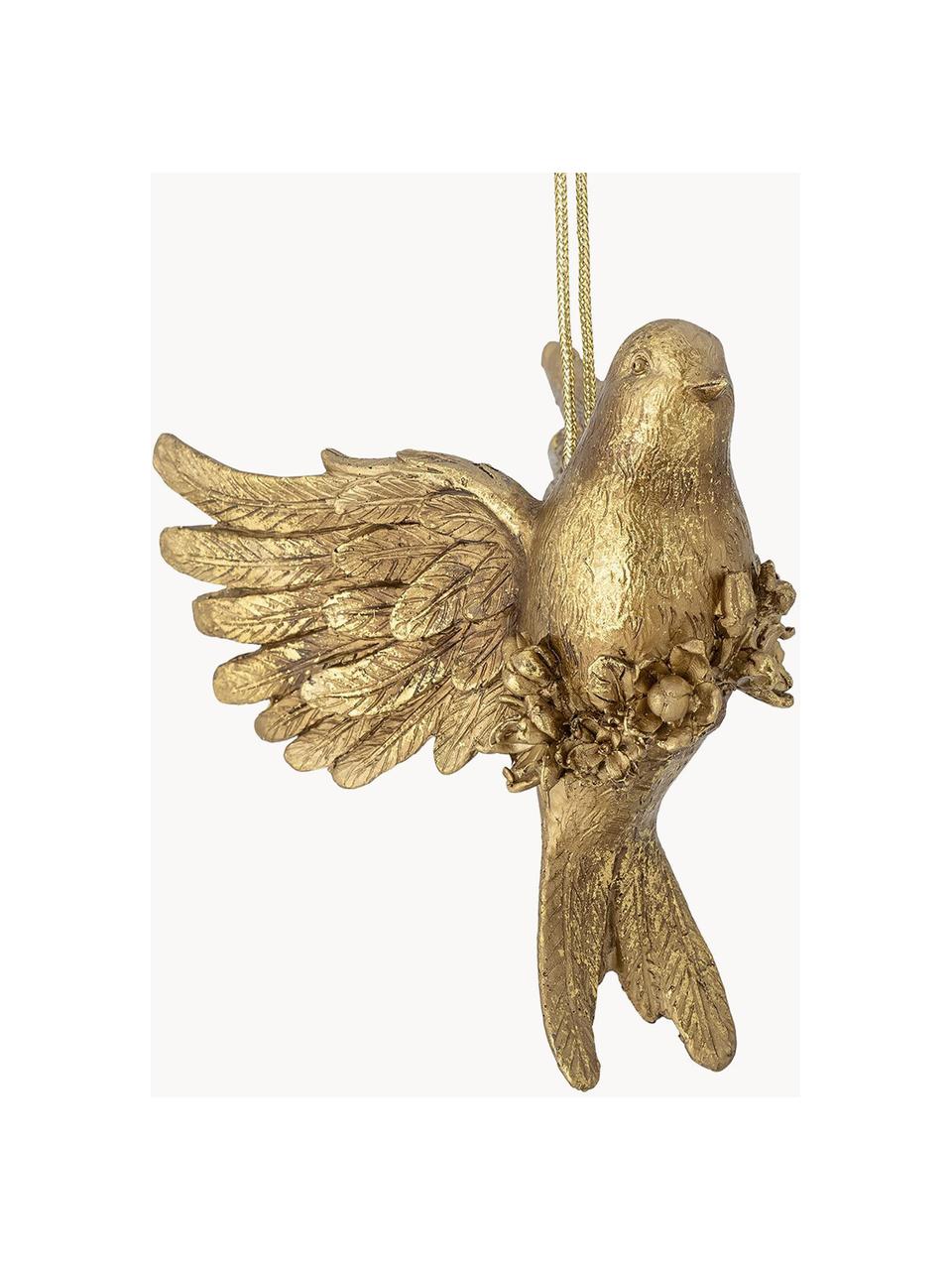 Addobbo per albero a forma di uccello Jinal, Poliresina, Dorato, Larg. 13 x Alt. 13 cm