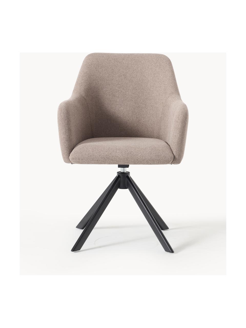 Otočná stolička s opierkami Isla, Sivobéžová, čierna matná, Š 63 x H 58 cm