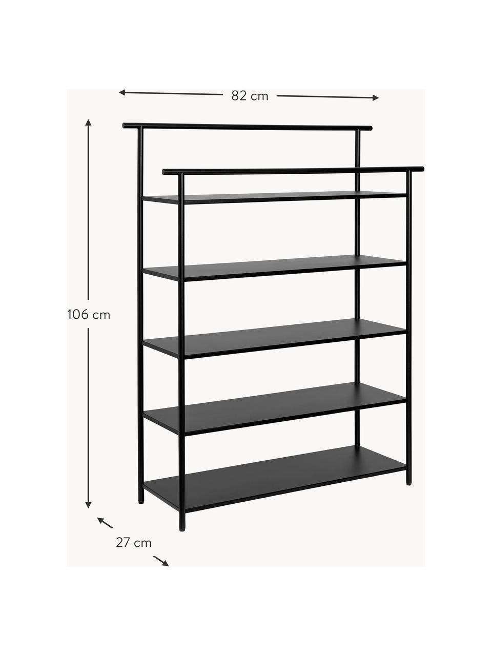 Kovový regál Dora, Pozinkované železo s práškovým nástřikem, Matná černá, Š 82 cm, V 106 cm