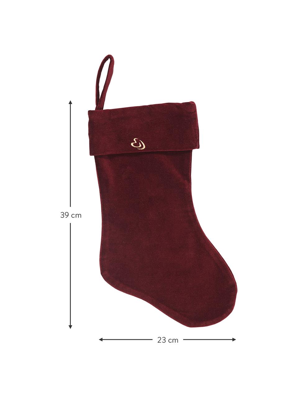 Chaussette de Saint-Nicolas Mistle, Coton, Rouge rouille, larg. 23 x haut. 39 cm