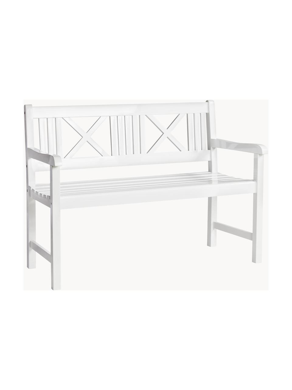 Grand banc de jardin en bois Rosenborg, Bois d'acajou, laqué, Teck blanc laqué, larg. 150 x haut. 89 cm