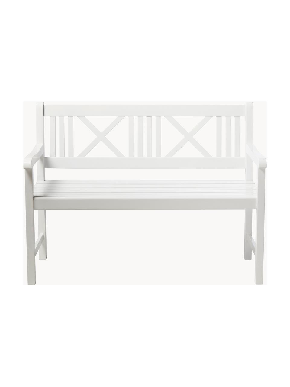 Panca grande da giardino in legno Rosenborg, Legno di mogano laccato, Legno di teak laccato bianco, Larg. 150 x Alt. 89 cm