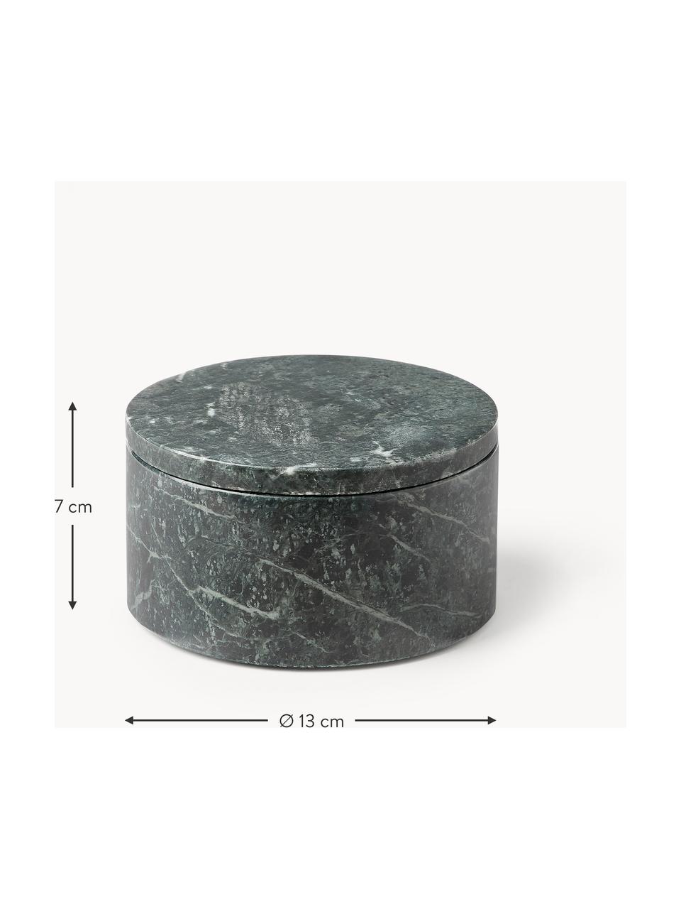Marmor-Schmuckkästchen Venice mit Deckel, Marmor, Dunkelgrün, marmoriert, Ø 13 x H 7 cm