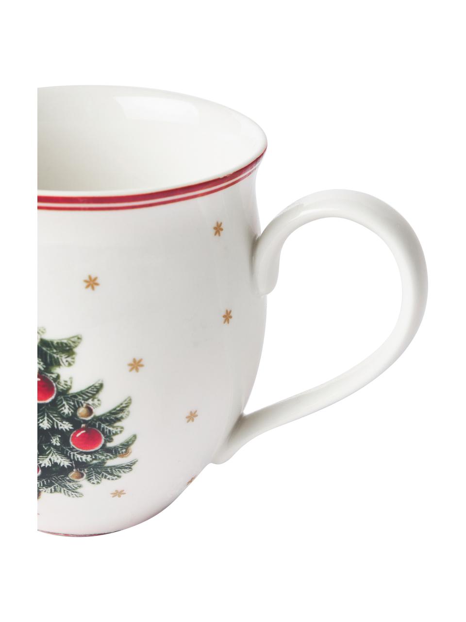 Komplet naczyń z porcelany Toy's Delight, dla 2 osób (6 elem.), Porcelana premium, Biały, czerwony, we wzór, Komplet z różnymi rozmiarami