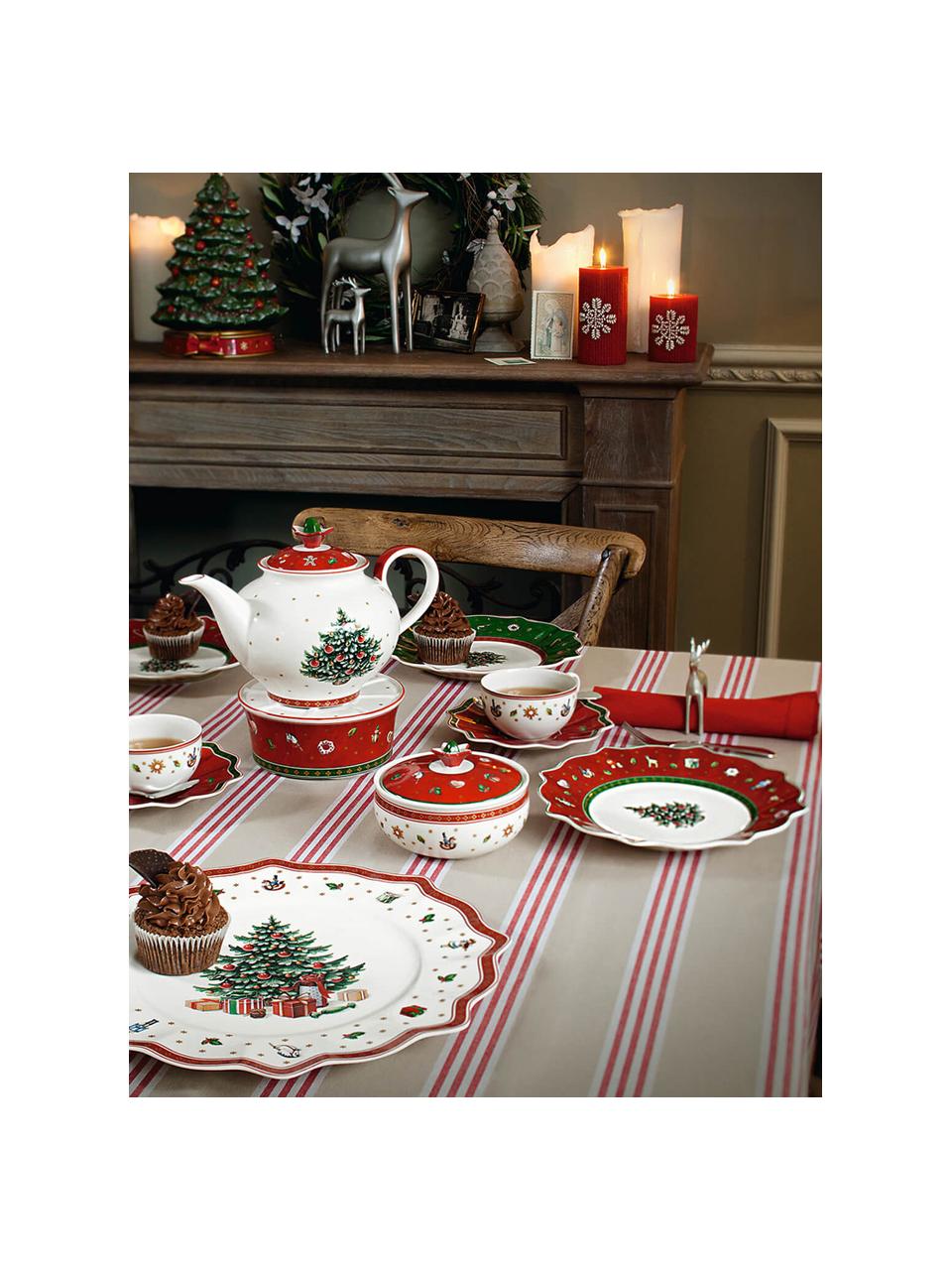Komplet naczyń z porcelany Toy's Delight, dla 2 osób (6 elem.), Porcelana premium, Biały, czerwony, we wzór, Komplet z różnymi rozmiarami