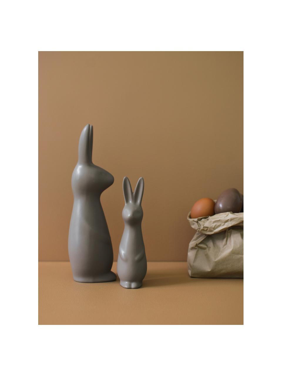 Adorno de Pascua en forma de conejo Swedish, Al 27 cm, Cerámica, Gris pardo mate, Ø 8 x Al 27 cm