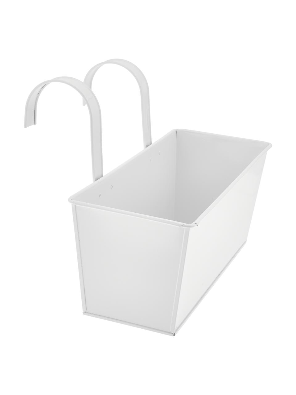 Skrzynia na balkon XL z metalu Larissa, Metal powlekany, Biały, S 40 x W 23 cm
