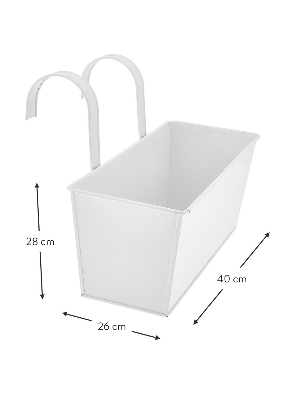 Skrzynia na balkon XL z metalu Larissa, Metal powlekany, Biały, S 40 x W 23 cm