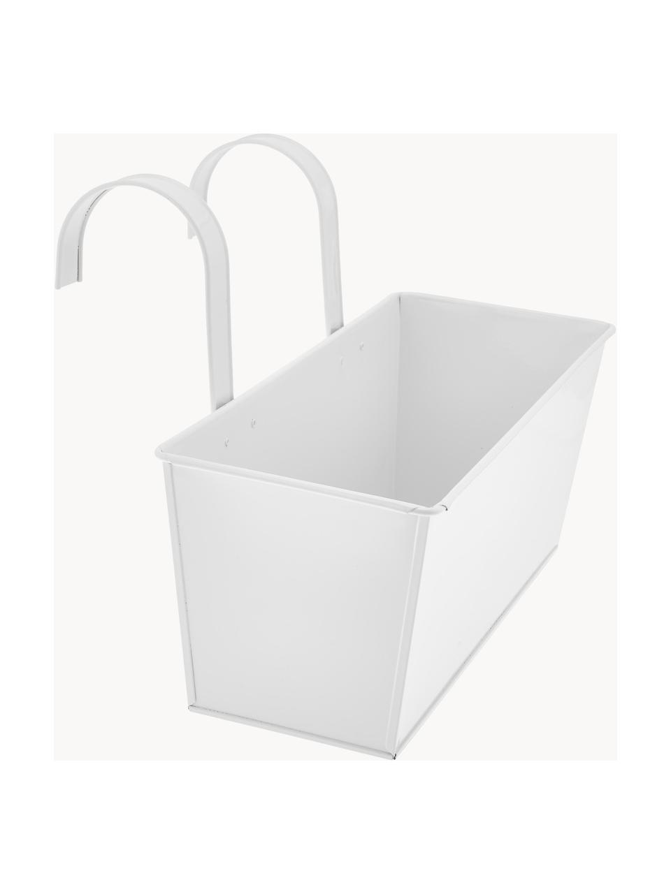 Grande jardinière de balcon Larissa, Métal, enduit, Blanc, larg. 40 x haut. 28 cm