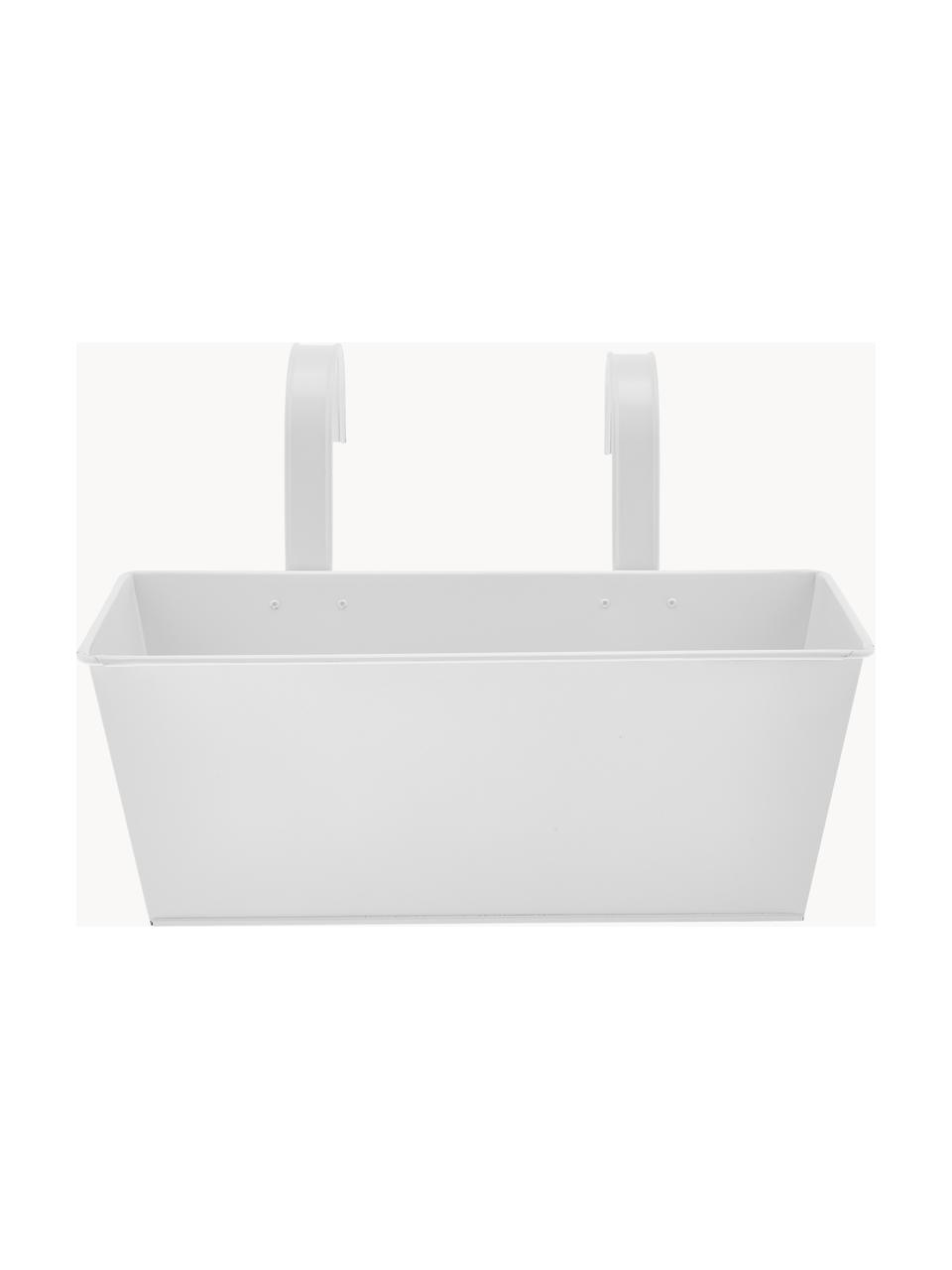 Grande jardinière de balcon Larissa, Métal, enduit, Blanc, larg. 40 x haut. 28 cm