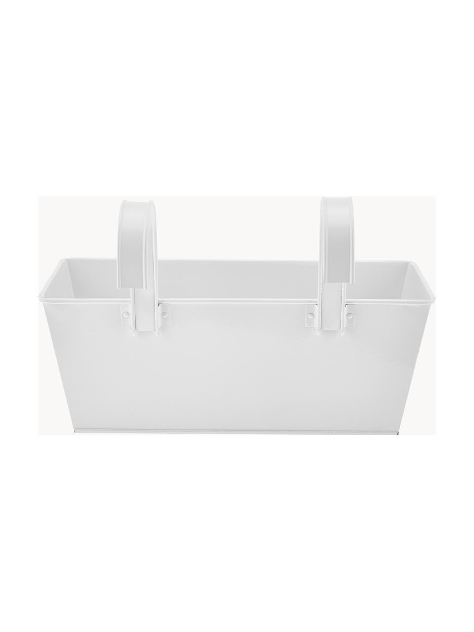 Grande jardinière de balcon Larissa, Métal, enduit, Blanc, larg. 40 x haut. 28 cm